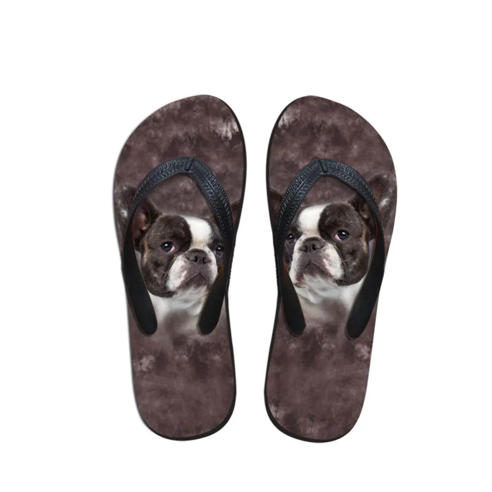 

New Indoor Slippers Unisex Pug Dog Print Beach Shoes Casual Flat Flip Flops Men Youth Home Slippers Erkek Ayakkab