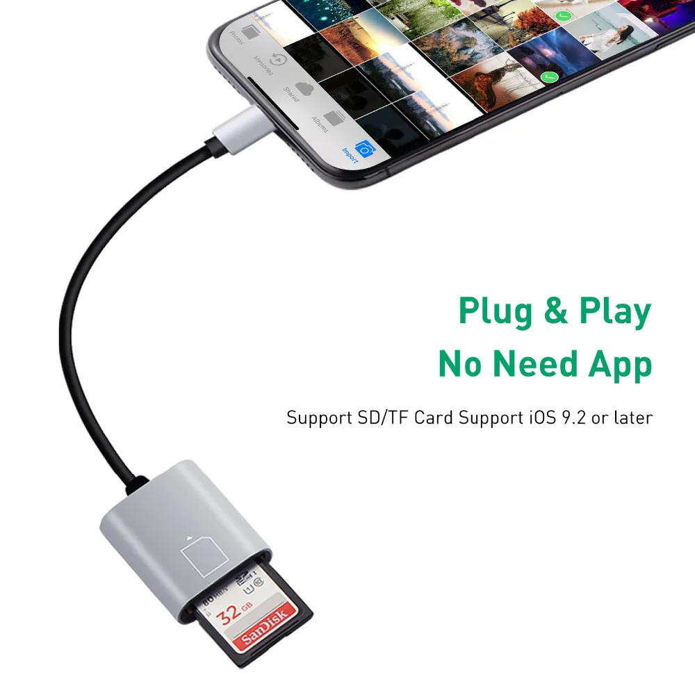 Dyplay 2 в 1 для Lightning/USB SD/TF Камера, SD Card Reader, цифровой Камера Reader адаптер кабель OTG адаптер