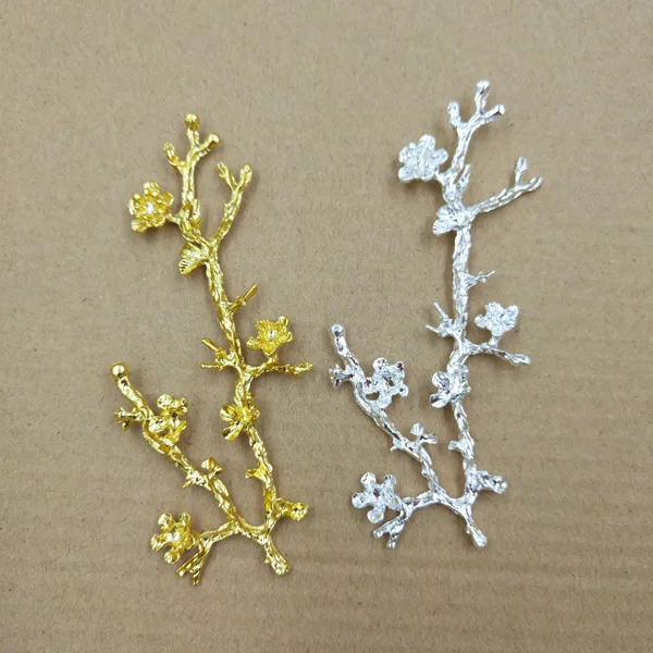 

SEA MEW 10 PCS 100mm Fashion Metal Alloy Gold Silver Branch Flowers Connectors Charm For Jewelry Making