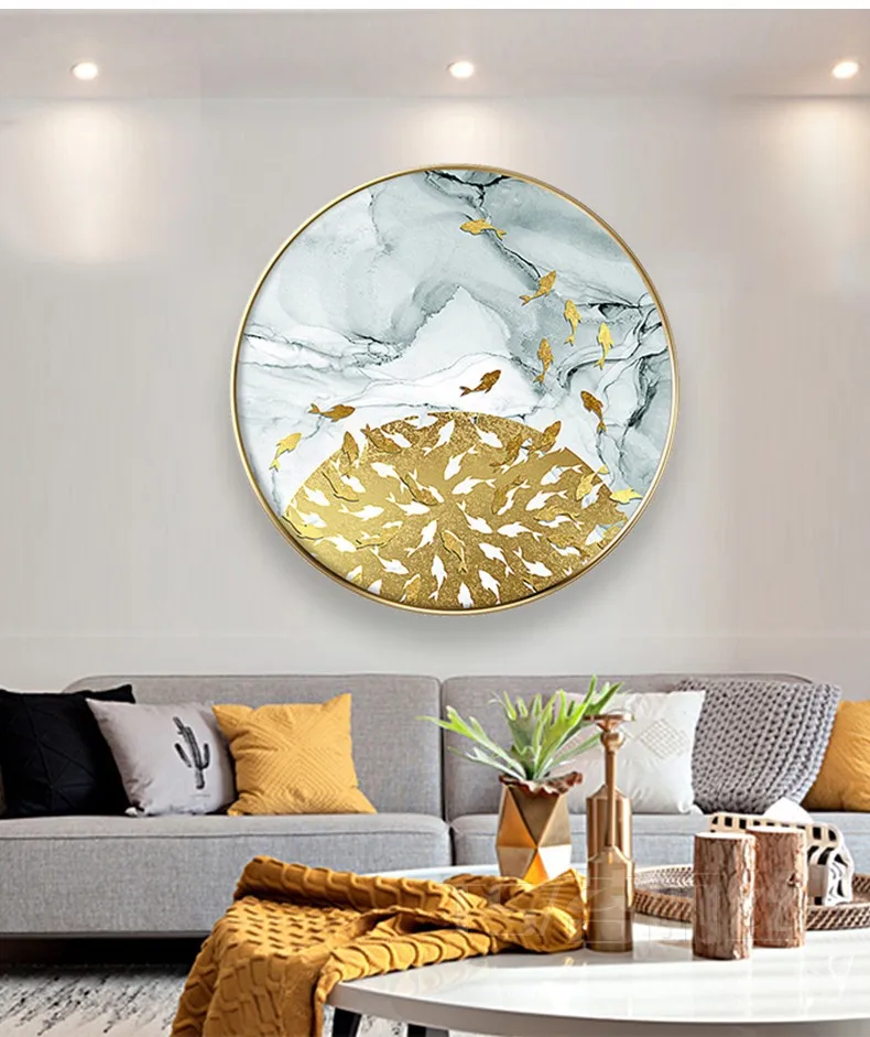 EECAMAIL круглая Алмазная картина для гостиной, полностью Алмазная Простая Современная ресторанная абстрактная Алмазная вышивка для крыльца коридора