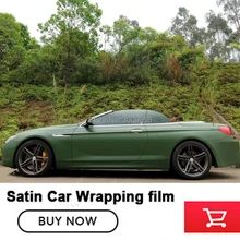 Nova chegada de cetim série Militar verde amy green car wraps vinil embrulhar em película Com Bolha de Ar Livre Cola atualizado