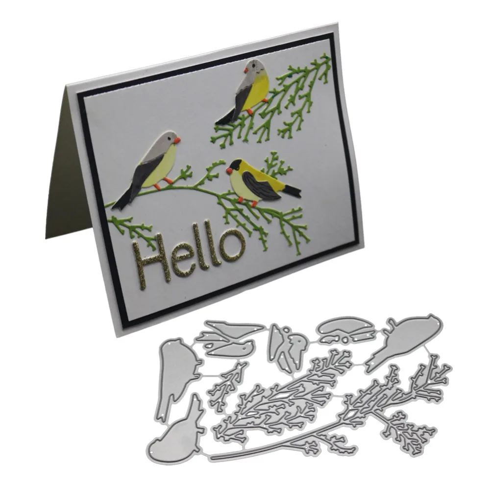 

Bird On The Branch Metal Cutting Dies Stencil And Stamps For DIY Scrapbooking Embossing Card Making Craft Leaves Dies New 2019