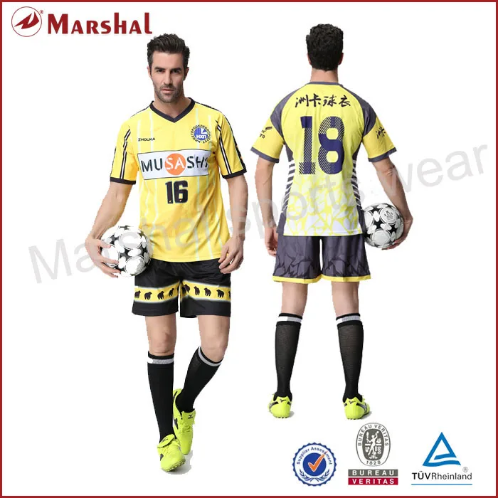 Custom yellow soccer jersey,sublimation colorful men soccer shirt,men