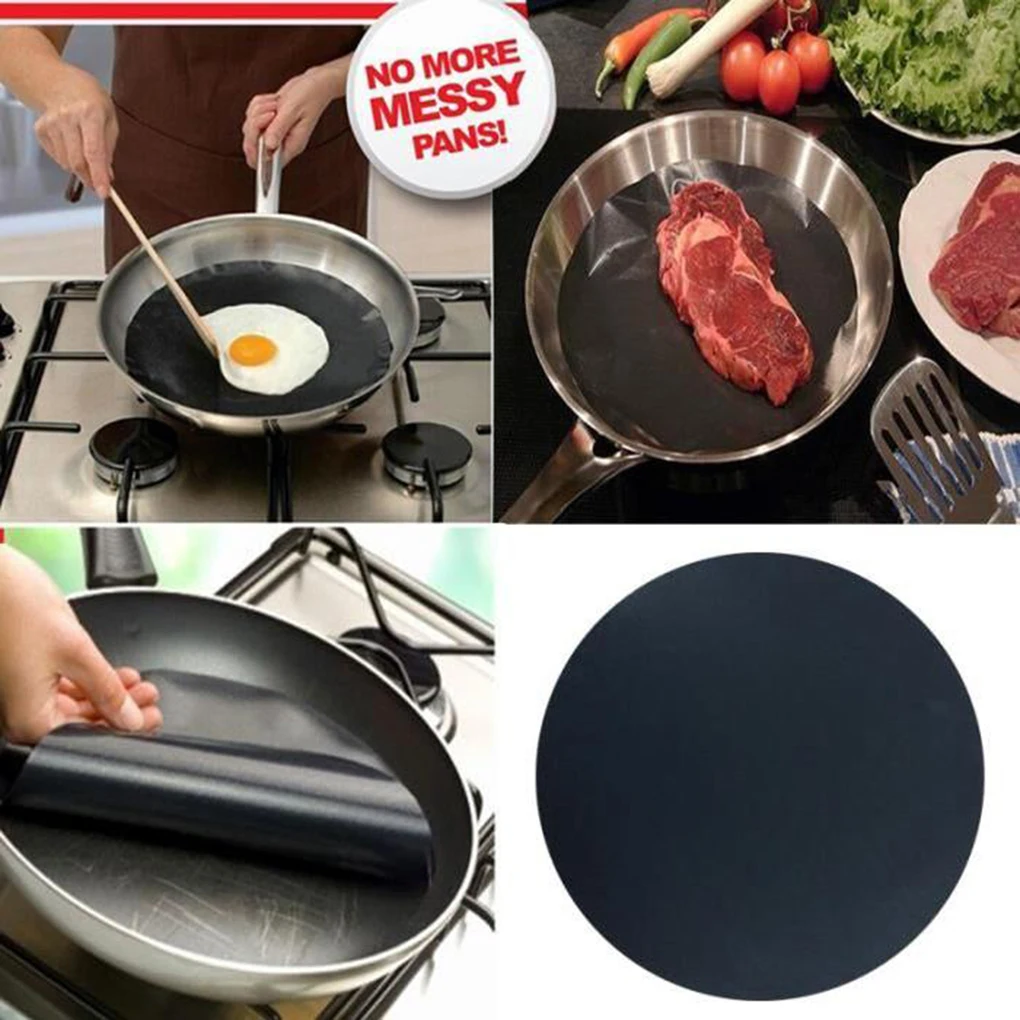 24cm BBQ Grill Mats Diameter Black Round Non stick Barbecue Mats Pot