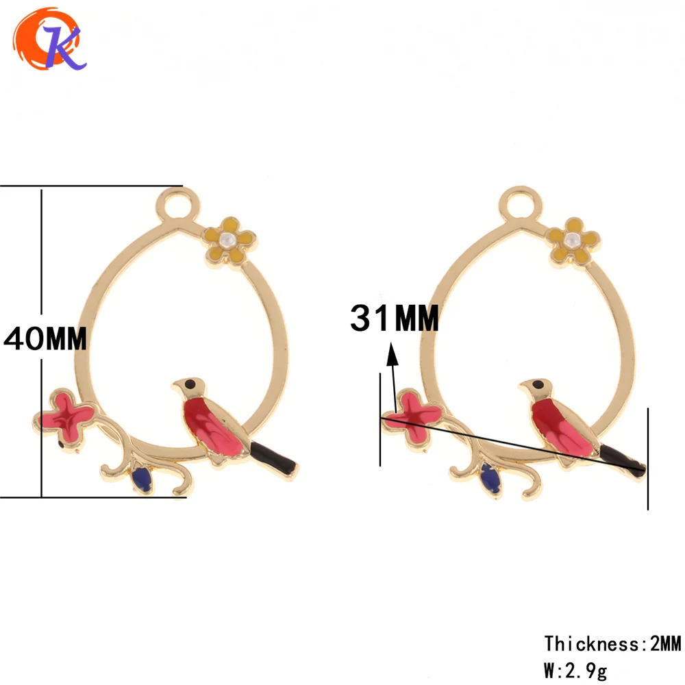 Cordial Design 20Pcs 31*40MM Jewelry Accessories/Hand Made/Gold Oval Connectors With Color Bird/Zinc Alloy/DIY/Earring Findings