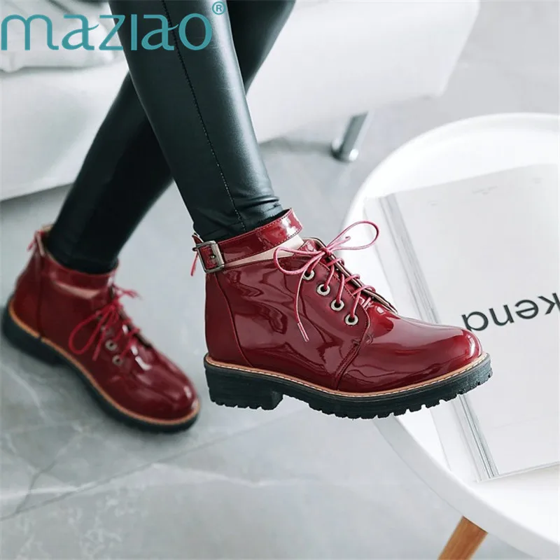 

Shoes Woman Round Head Lace Up Rear Zipper Thick with Vintage Rubber Shoes Woman Platform Oxfords MAZIAO