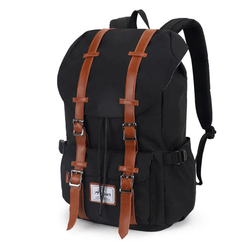 

Unisex Nylon Backpack Leather Belt Waterproof Backpacks For Male Female School Bag Larger Capacity Travel Laptop Rucksack Bag