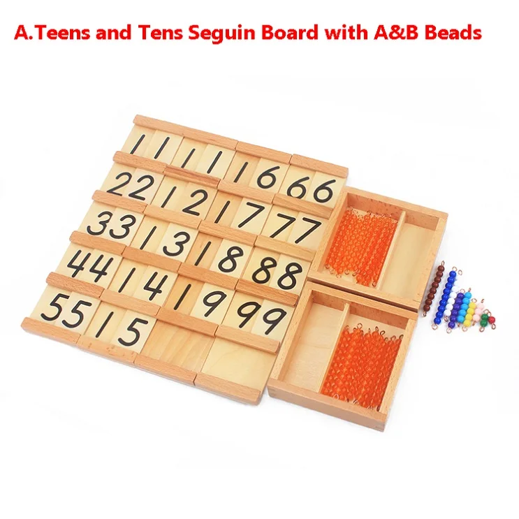 Montessori Teaching Math Toys Teens and Tens Seguin Board with Beads Bars Wood Toys Early Childhood Education Preschool Training 9