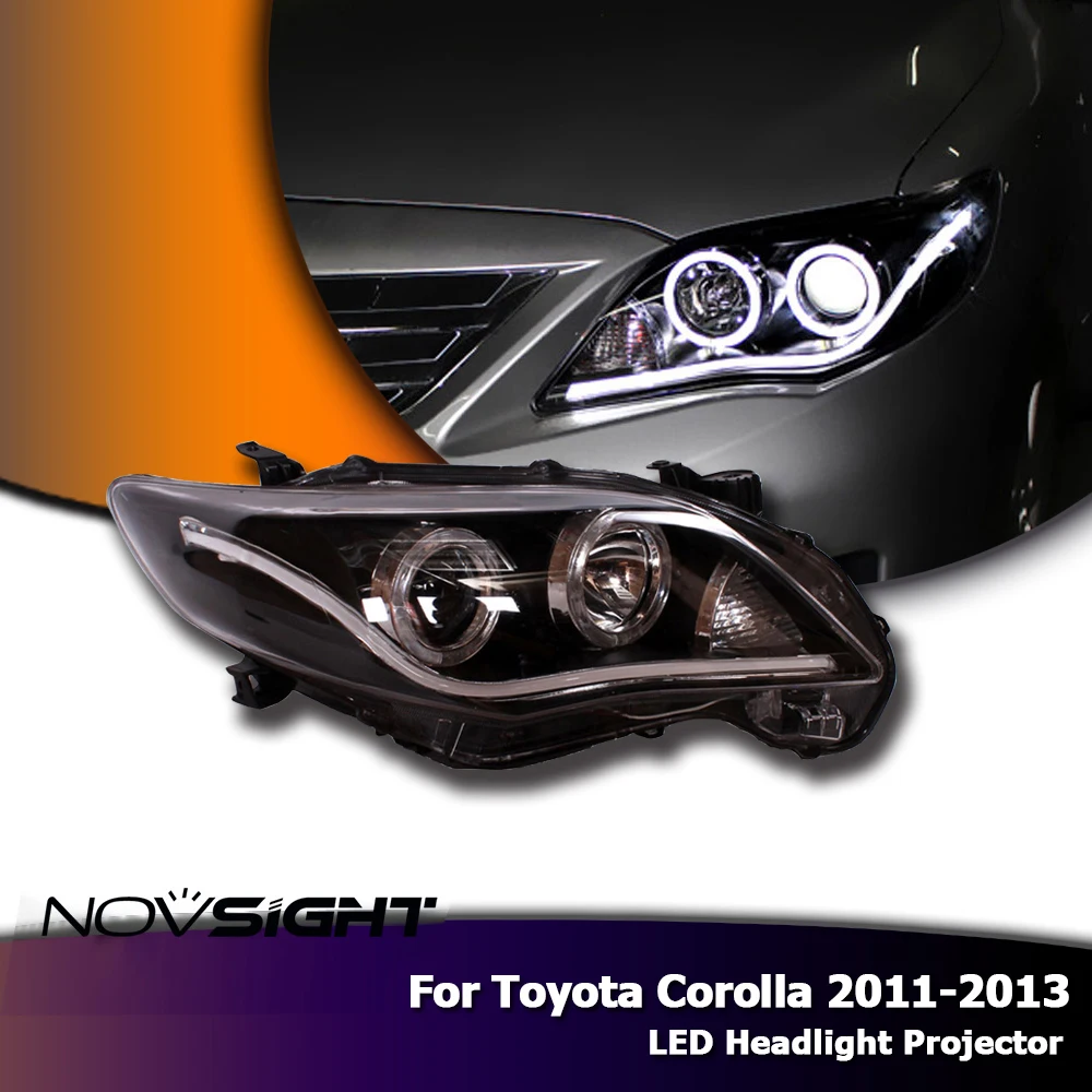 

NOVSIGHT 2X LED Headlights Assembly Projector Angel Eye DRL Fog Light For Toyota Corolla 2011-2013
