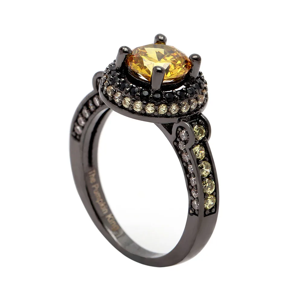 2019 new  design hot sale  black rings  yellow zircon 