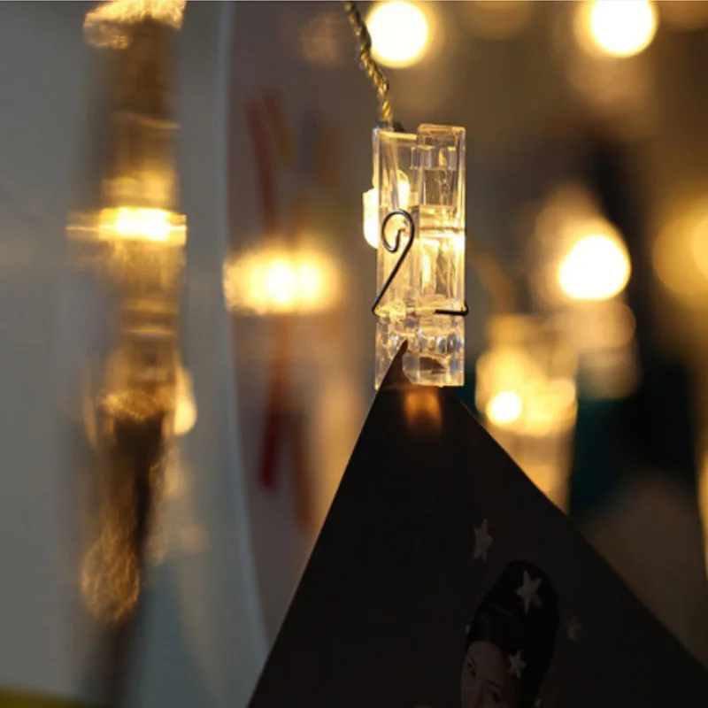 

Garlands Card Photo Clip LED String Fairy Lights 10 20 40 LEDs USB Plug Home Bed Light New Year Christmas Wedding Decoration