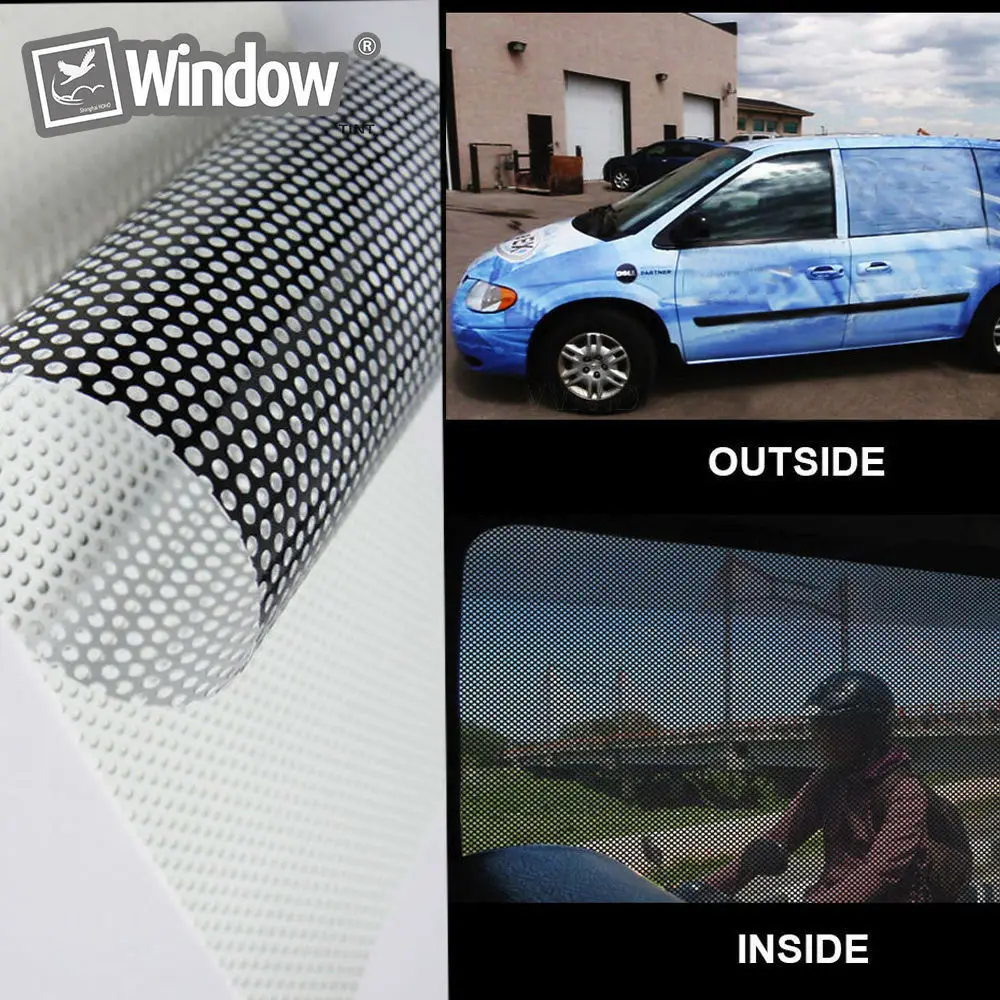 One Way Vision White Perforated Effect Vinyl Film Car Window Adhesive Sticker Vinyl Decor Car Home Building privacy Film 1.37x2m