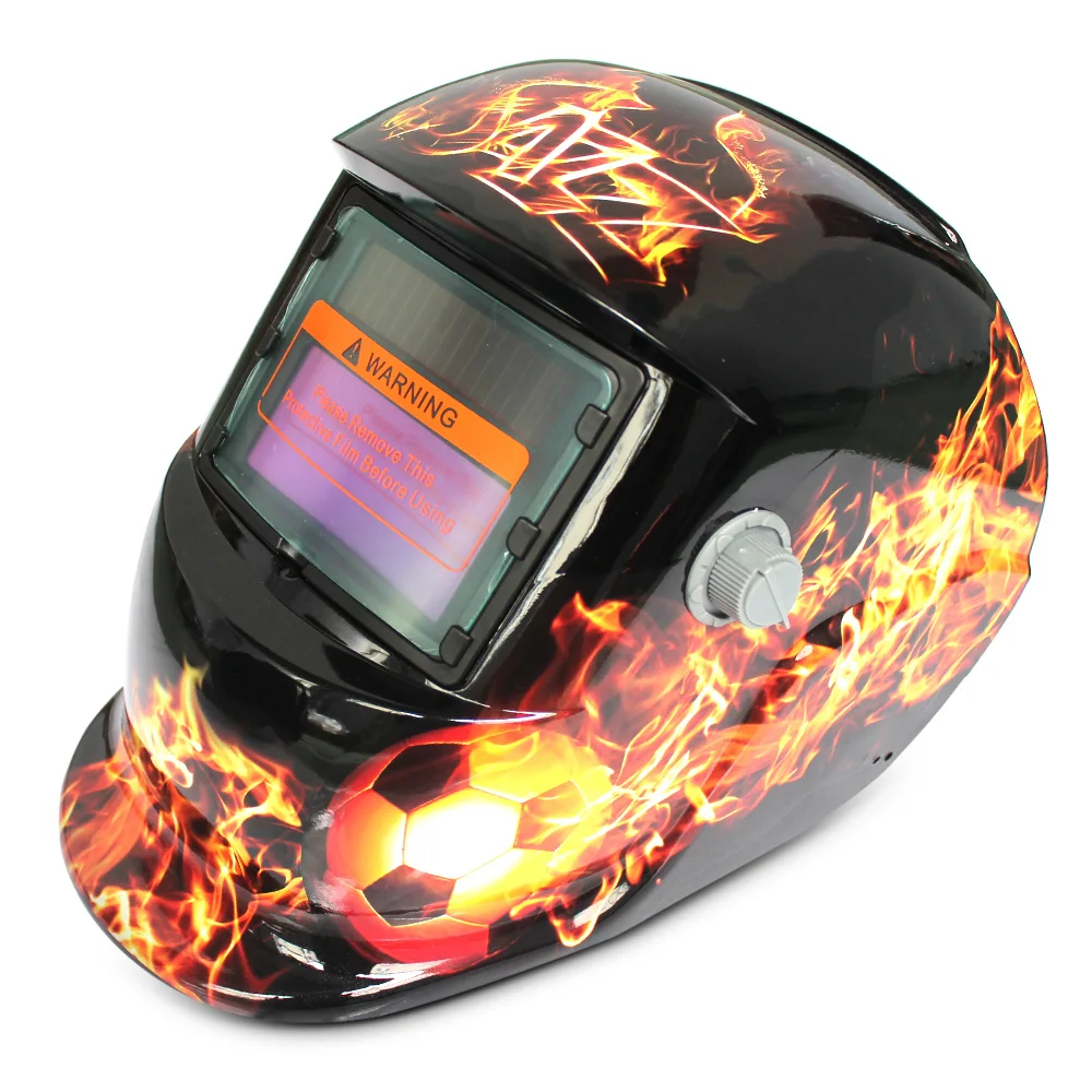 

Solar Energy Welding Helmet Automatic Darkening Changeable Light Protective Electric Welding Mask with Football Pattern