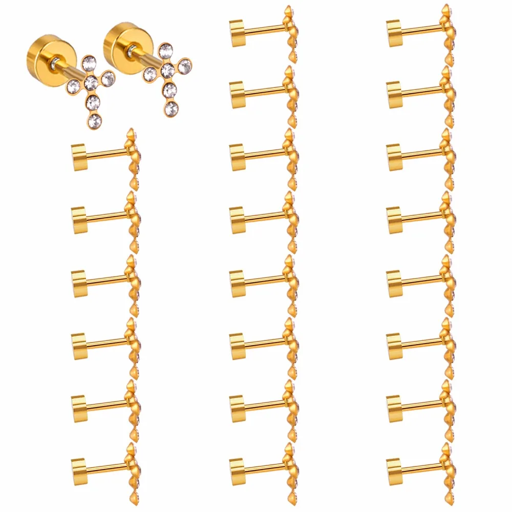 Роскошные серьги-гвоздики из нержавеющей стали, 12 пар/лот,, модные серьги с винтовой застежкой, серьги оптом