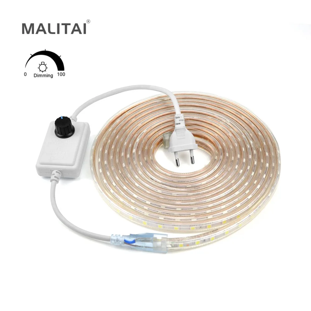 

SMD 5050 AC220V LED Strip Flexible Light 60leds/m Waterproof Dimmable LED Tape With EU Power Plug 1M/2M/3M/5M/6M/8M/9M/10M/15M