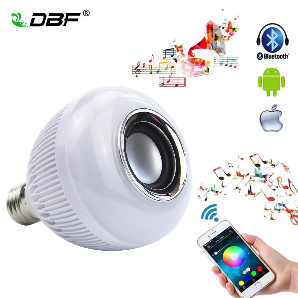 Smart RGB Беспроводной bluetooth led Динамик лампы аудио 12 Вт E27 красочные музыка играет