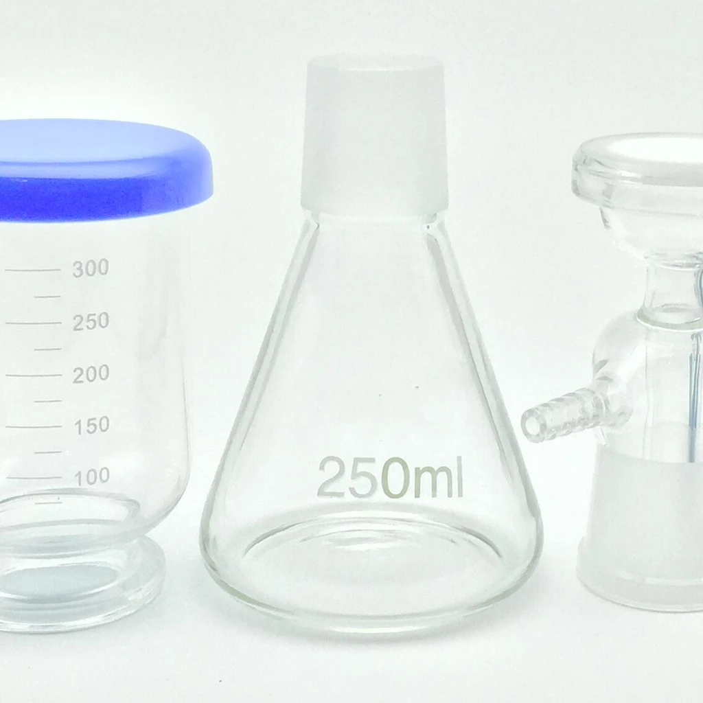 250ml Flask Filtration Apparatus Vacuum Lab Filtering Unit with 300mL Graduated Funnel with Lid & Aluminum Clamp