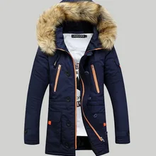 Новое поступление Для мужчин Зимние Модные Куртки с меховым капюшоном Для мужчин зимнее пальто мужской пиджак человек Подпушка Мех животных пальто плюс Размеры мужской зимнее пальто
