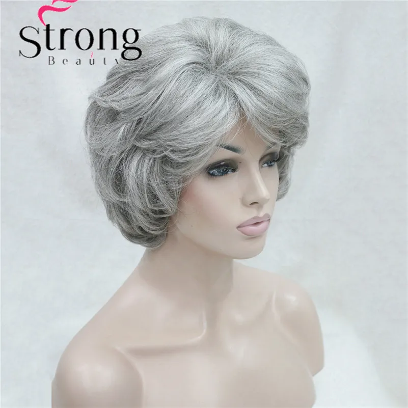 L-427B #51 new fashion light gray women's wigs for everyday synthetic short wavy full wig (2)