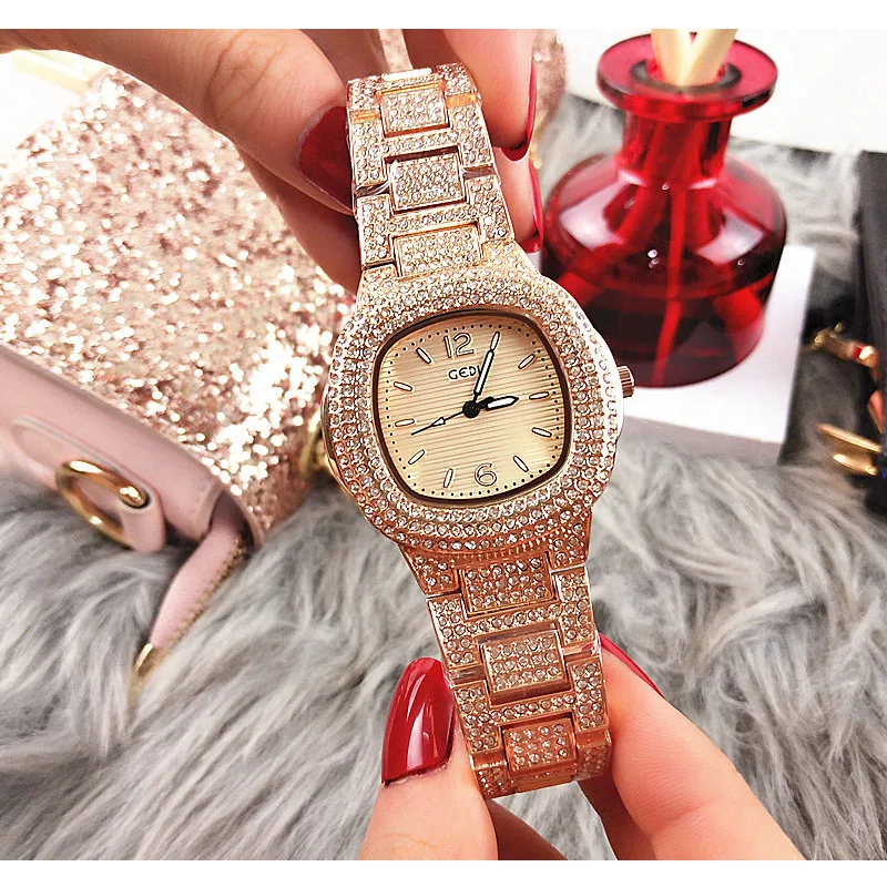 Женские часы из нержавеющей стали розовое золото платье Кварцевые женские часы со стразами женские наручные часы Relogio Feminino