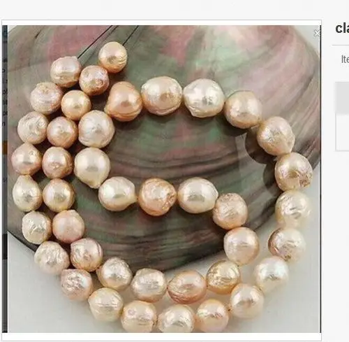 

huge high luster 18"14-15MM NATURAL FRESHWATER GOLD PINK PEARL NECKLACE