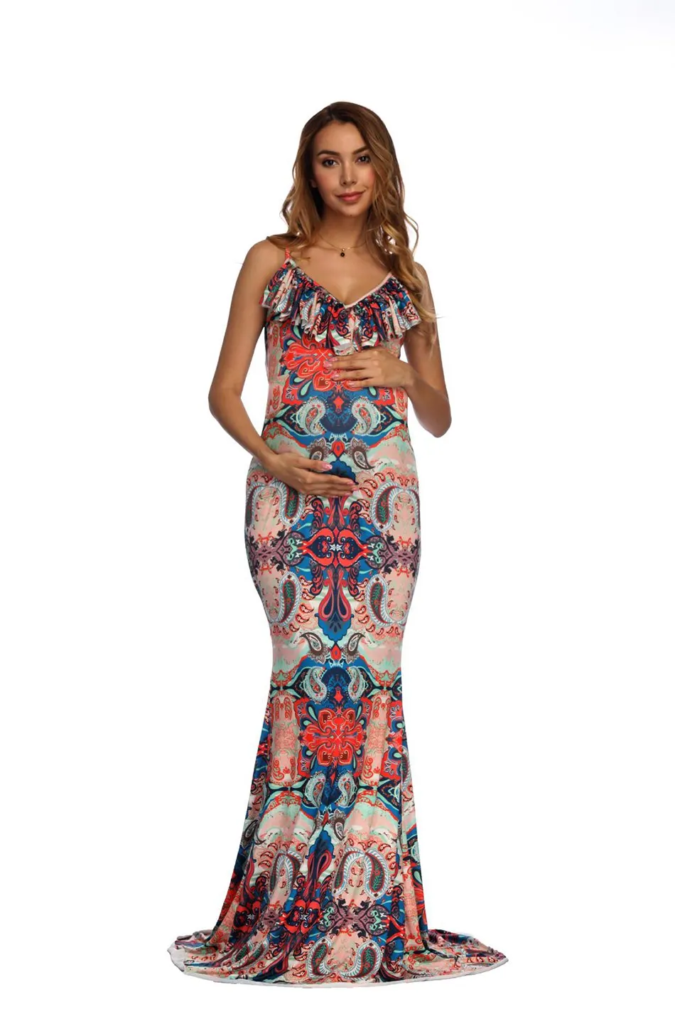 Women Floral Printed Pregnant Dress (1)