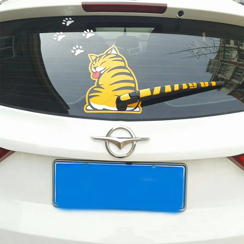 漫画面白い猫移動テールステッカー反射3d車のステッカー車のスタイリング窓ワイパーデカールリアフロントガラスの装飾ステッカー Stickers Reflective Car Sticker3d Car Sticker Aliexpress