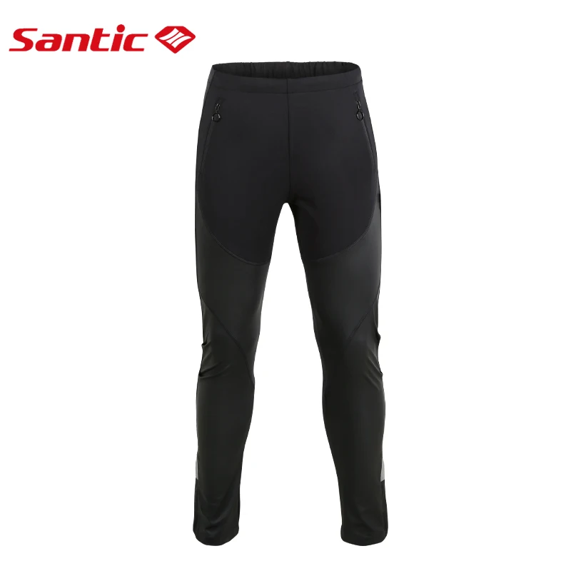 Мужские ветрозащитные штаны Santic для велоспорта, длинные зимние штаны из двух тканей, спортивные штаны для велоспорта, бега, отдыха, флисовые штаны для азиатской S-3XL, 4093