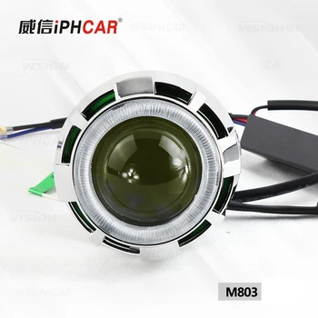 

Free Shipping IPHCAR Car Styling Xenon Headlight High Low Beam H1 Motorcycle Mini Projector Lens with Double CCFL Angel Eyes