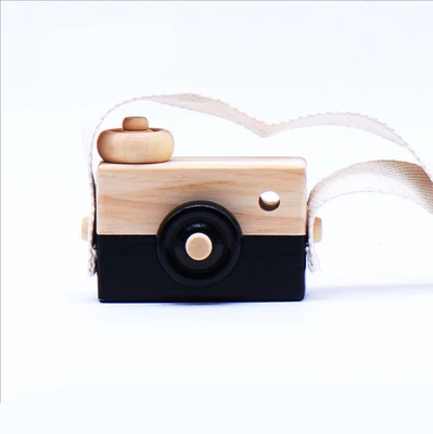 Деревянная камера для маленьких детей, подвесная камера, фотография, реквизит, украшение, Детская обучающая игрушка, натуральные деревянные игрушки-15 - Цвет: Черный