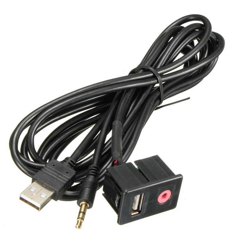 New Car 3.5mm AUX Headphone Flush Mount Audio Modification Panel Input Adapter Kit