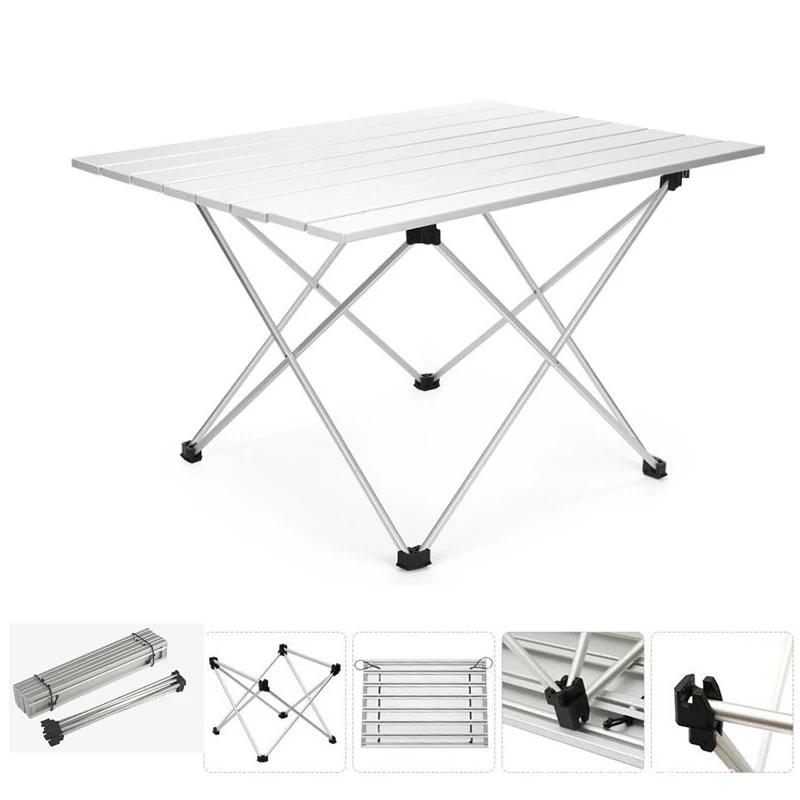 

Size L 68*45.8cm Outdoor Aluminum Folding Collapsible tableware Camping Fishing Table with Carrying Bag for Picnic Beach