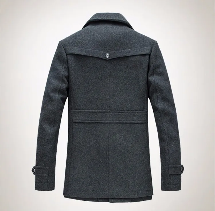 Новое поступление, мужские осенние и зимние куртки и пальто высокого качества из басической смеси шерсти, пальто с одной пуговицей