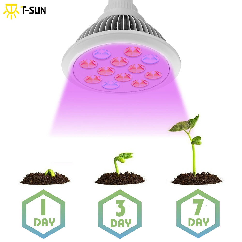 T SUNRISE 2PCS PACK 12W Led Grow Light Growing Lamp Light Bulb For