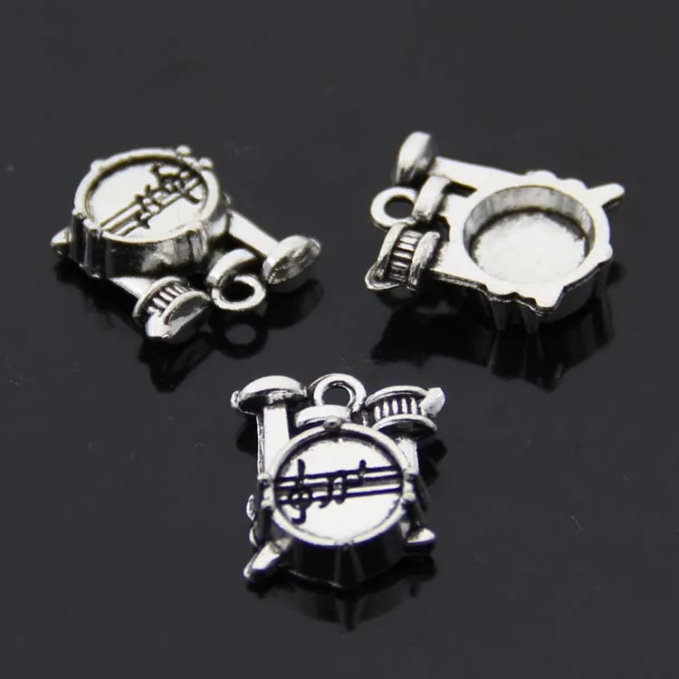 

20pcs--16X13mm Antique silver Tone drum Set Charms pendant