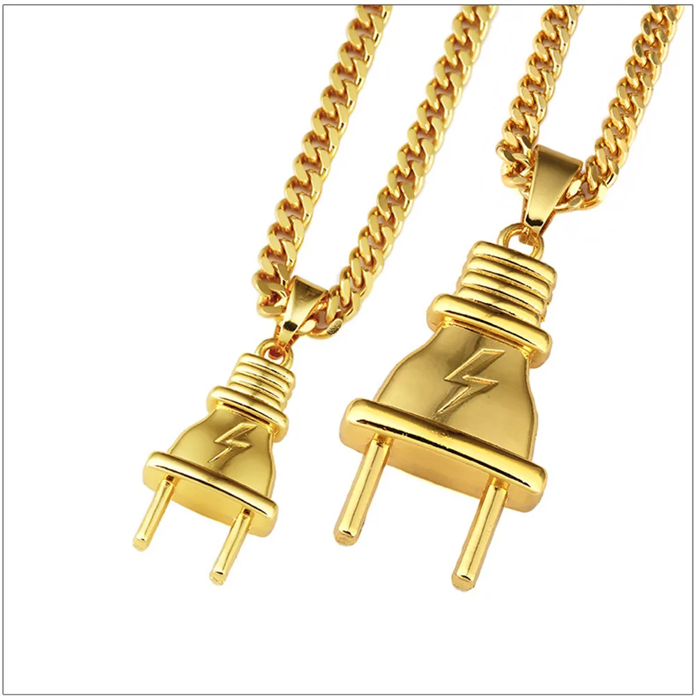 New Style Electric Plug Pendant Lighting Shock Charm Hip Hip Necklaces