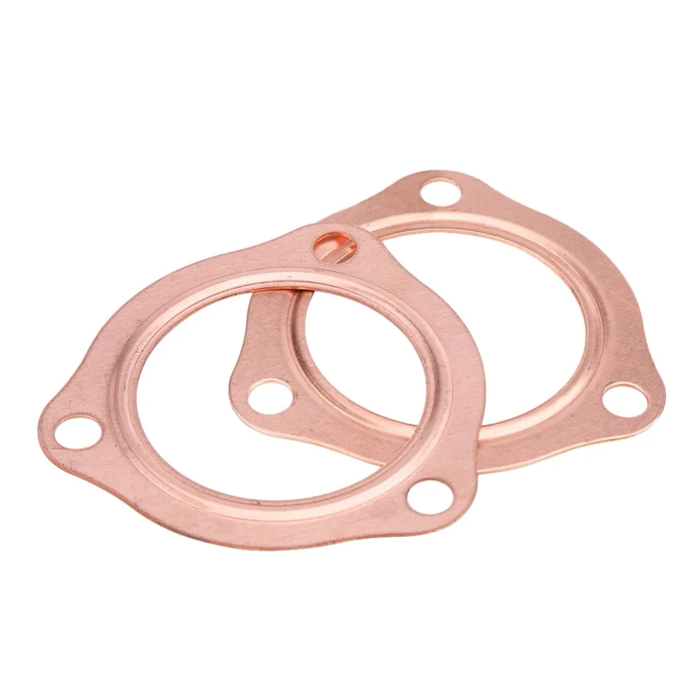 2pcs 2.5inch Copper Header Exhaust Collector Gaskets Reusable For SBC
