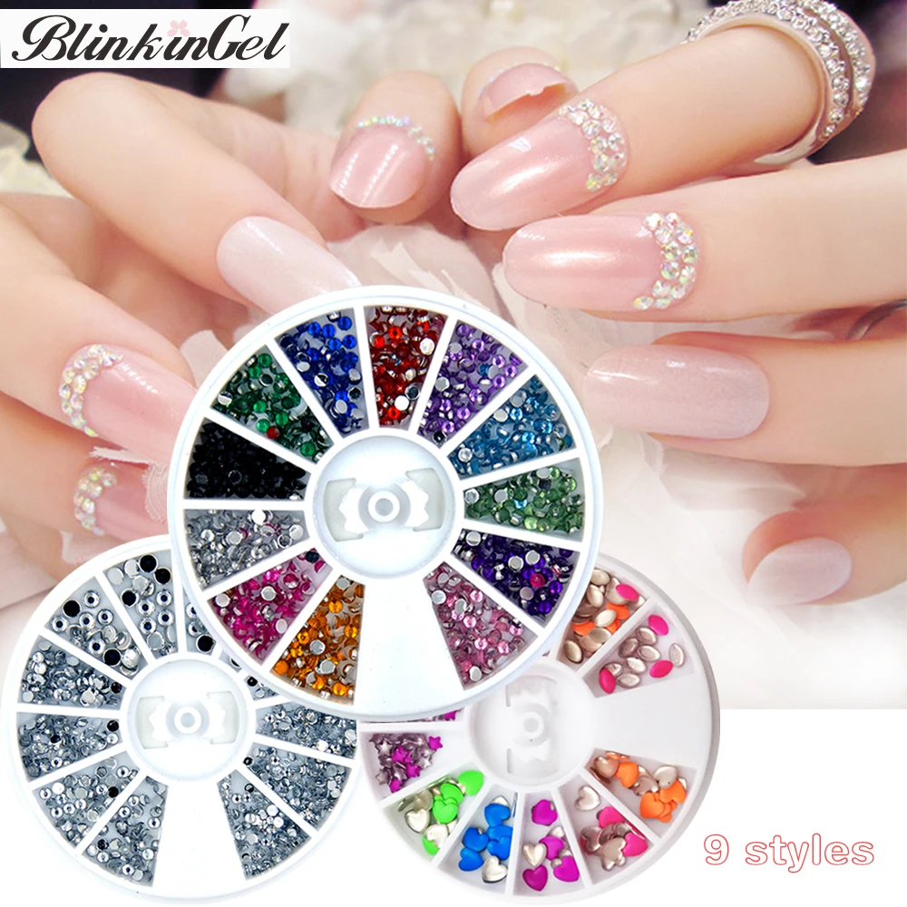 BlinkinGel Nail Rhinestones in Wheel 3D Jewelry Nail Art Decorations