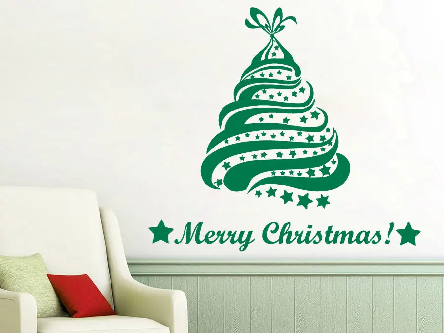 Christmas Tree Merry Christmas Wall Sticker Vinyl Removable Wall Decals Home Decoration MC050in
