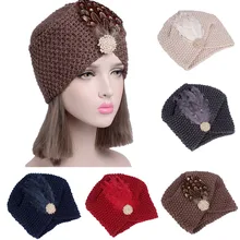 Женская зимняя теплая вязаная шапка в стиле ретро, шапка с козырьком, шапка с перьями, Новое поступление, Женская Повседневная шапка#25