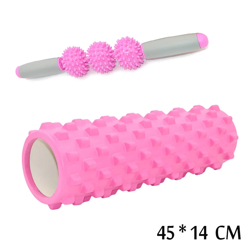 45/14 см пены йоги Пилата ролик для фитнеса EVA спортивные пустотелые душевая колонна массаж сетки плавающие точечный терапии блок для упражнений - Цвет: Светло-желтый