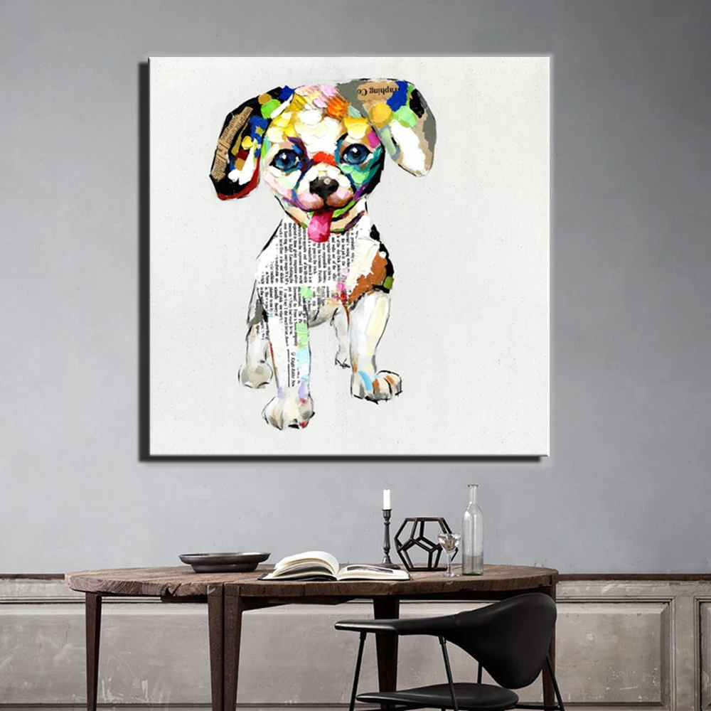 Large Size 70x70cm Abstract Dogs Canvas Prints Colorful Modern Dogs Home Decor Canvas Wall Art ...