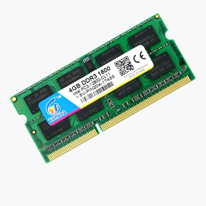 VEINEDA ноутбук DDR3 4 ГБ 8 ГБ 1600NHz 1,5 V PC3-12800 so-dimm совместима ли оперативная память ddr3 1333 PC3-10600 ddr 3 204pin