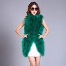 Жилет из страусиного меха, жилет из хромированной шерсти страуса, жилет средней длины, осенняя и зимняя теплая длинная верхняя одежда, жилет