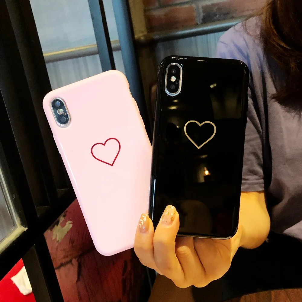 

ALLCHW Candy Color Love Heart Glossy plated soft tpu Phone Case For iphone X 7 Plus 6S 6 8 Plus For Iphone XR XS MAX Cover Capa