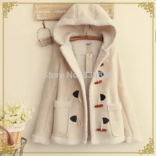 Высококачественное теплое бежевое зимнее пальто, шерстяное пальто Лолиты, детские зимние пальто с капюшоном для девочек