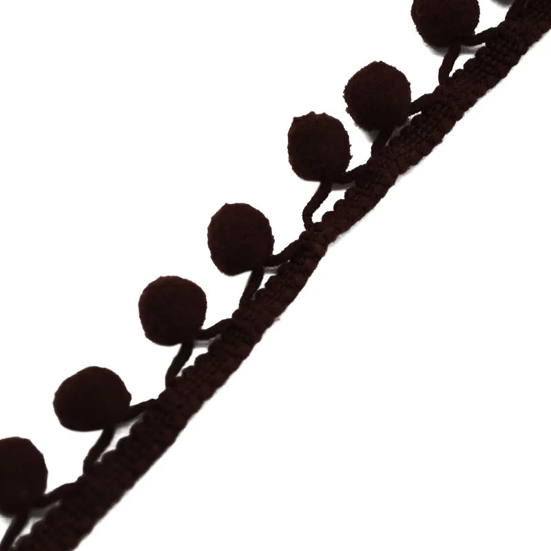 Кружевная Ткань 5 ярдов Швейные аксессуары помпон отделка украшения с помпонами кисточка шар лента с бахромой DIY материал одежды - Цвет: Coffee