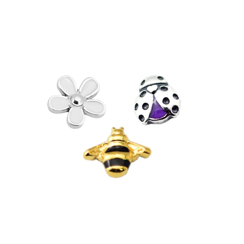 

Fit Pandora Necklaces Floating Locket Pendant Spring Petite Beads 925 Sterling Silver Two Tone Charm for Jewelry Making FLS027