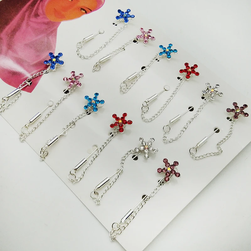 Hijab Pins Wholesale Brooches 12PCS Flower Crystal Muslim For Women