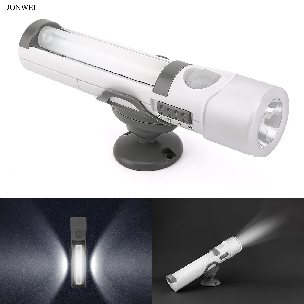 

DONWEI 2-in-1 Multifunction Portable LED Flashlight Battery Powered Auto On/Off IR Motion Sensor Night Light Emergency Lights